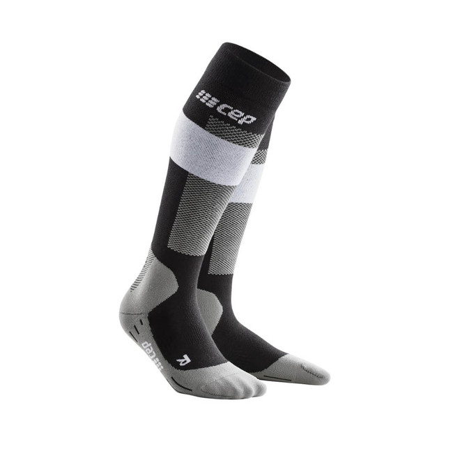 Damskie skarpety kompresyjne sportowe CEP Ski Merino wysokie szare