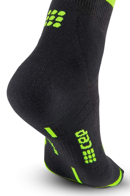 Damskie skarpety kompresyjne trekkingowe z wełną merino hiking 80's CEP krótkie czarno-zielone
