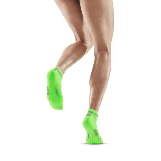 Damskie skarpety kompresyjne sportowe CEP The Run 4.0 low-cut limonkowe
