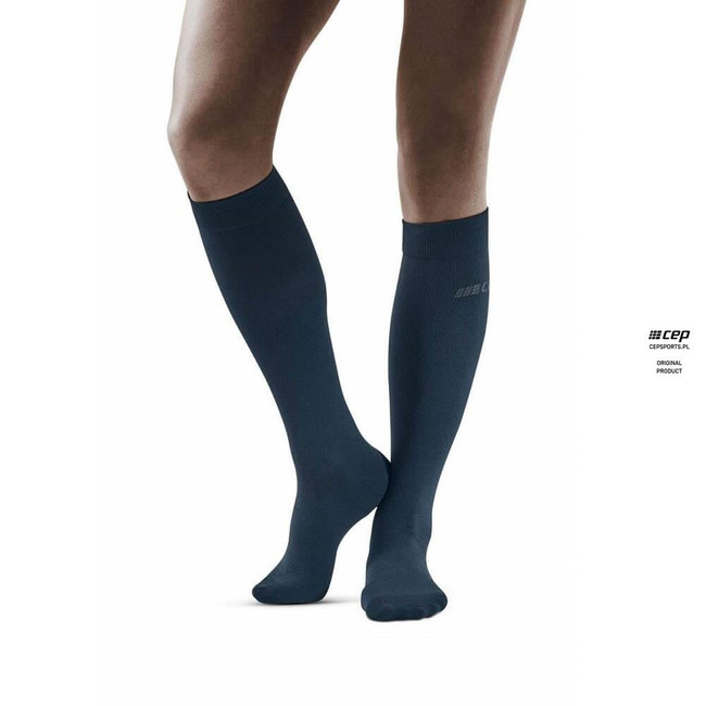 Damskie skarpety kompresyjne biznesowe CEP wysokie granatowe