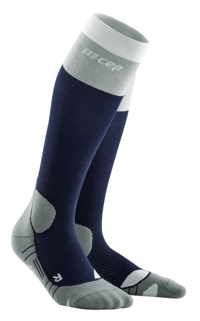 Damskie skarpety kompresyjne trekkingowe CEP z wełną Hiking Light Merino wysokie granatowe