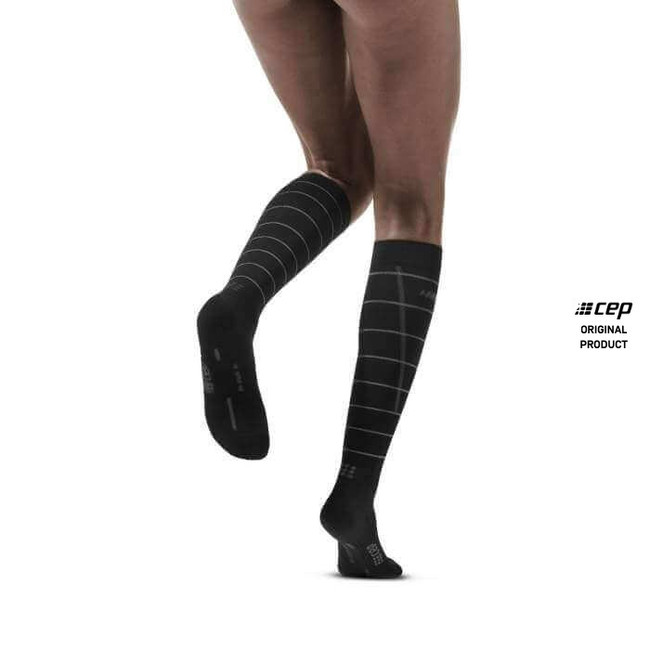 Damskie skarpety kompresyjne sportowe CEP Reflective wysokie czarne