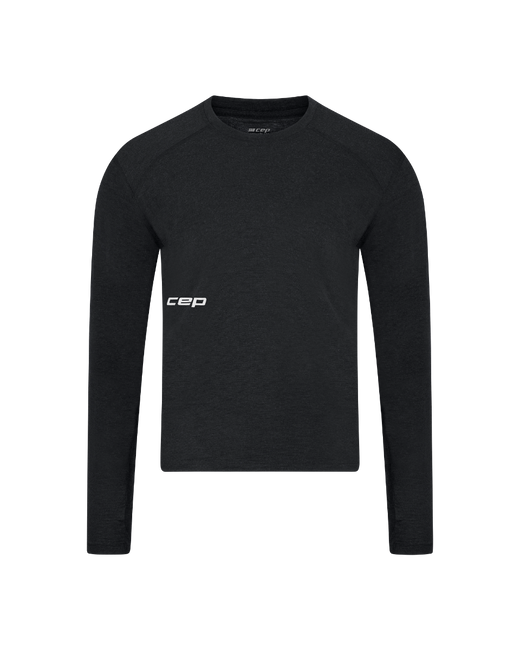 Męski longsleeve bluzka sportowa z wełny merino na zimę Core Run CEP czarna