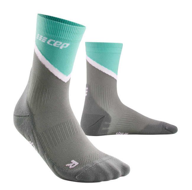 Damskie skarpety kompresyjne sportowe CEP Chevron krótkie miętowe