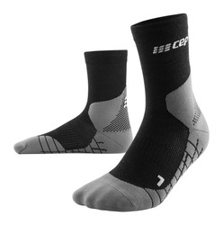 Damskie skarpety kompresyjne trekkingowe CEP z wełną Hiking Light Merino krótkie czarne