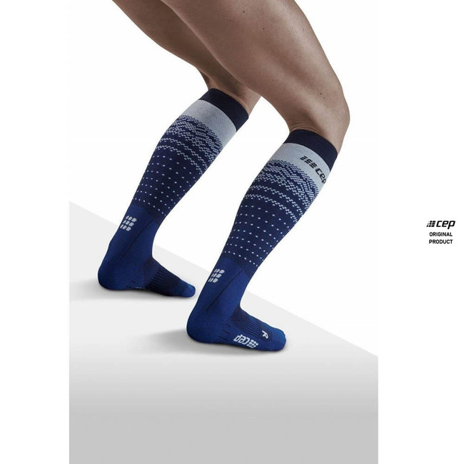 Damskie skarpety kompresyjne sportowe CEP Ski Thermo Merino wysokie granatowe