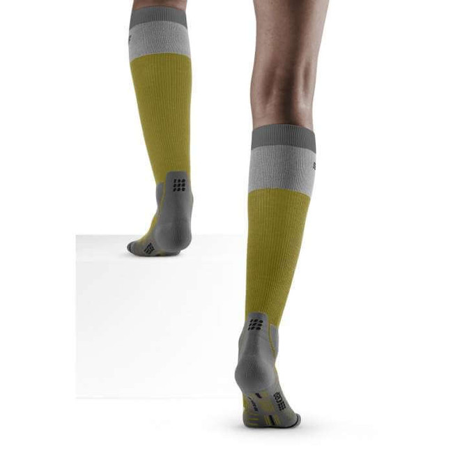 Damskie skarpety kompresyjne trekkingowe CEP z wełną Hiking Light Merino wysokie oliwkowe