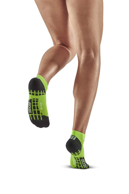 Damskie skarpety kompresyjne sportowe CEP Ultralight low-cut limonkowe