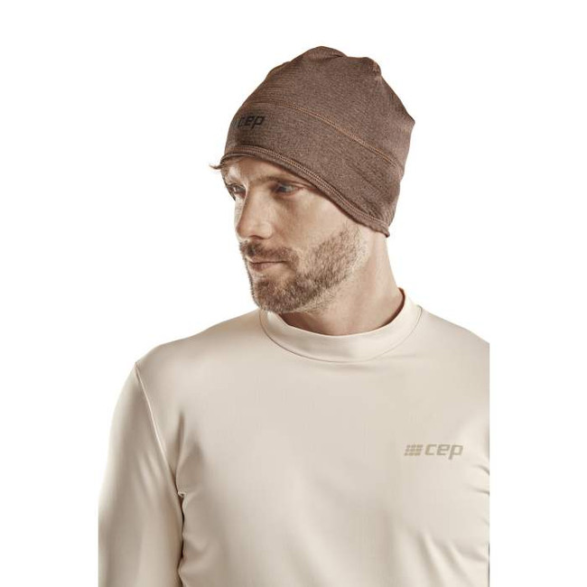 Sportowa czapka zimowa do biegania CEP unisex brązowa