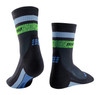 Męskie skarpety kompresyjne sportowe CEP Miami Vibes 80's krótkie czarne z zielono-niebieskimi paskami - limitowana edycja