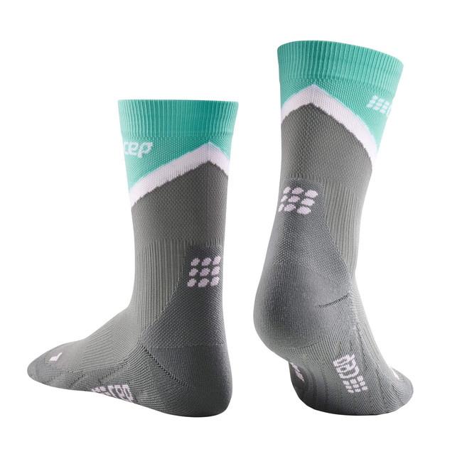 Damskie skarpety kompresyjne sportowe CEP Chevron krótkie miętowe