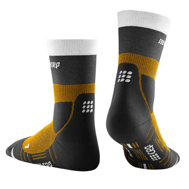 Damskie skarpety kompresyjne trekkingowe CEP z wełną Hiking Light Merino krótkie żółte