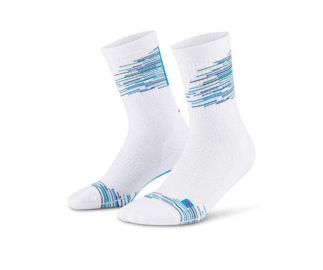 CEP krótkie skarpety kompresyjne Paris Vibes 80's damskie biało-niebieskie