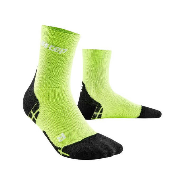 Męskie skarpety kompresyjne sportowe CEP Ultralight krótkie limonkowe