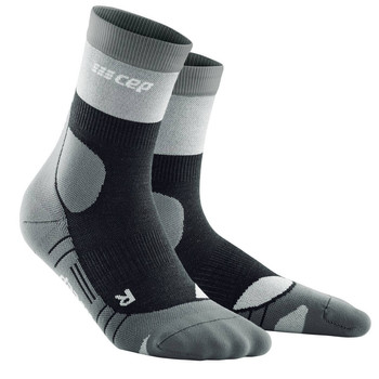 Męskie skarpety kompresyjne trekkingowe CEP z wełną Hiking Light Merino krótkie czarne