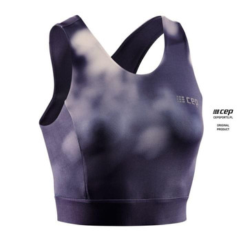 Damski  Crop Top sportowy do biegania CEP limitowana kolekcja Bloom niebieski